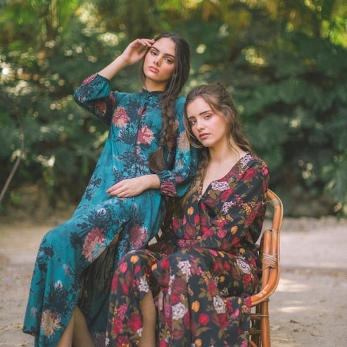 Black Midnight Garden Floral Maxi Dress