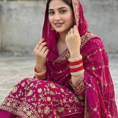 Magenta Gold-Embroidered Salwar Suit